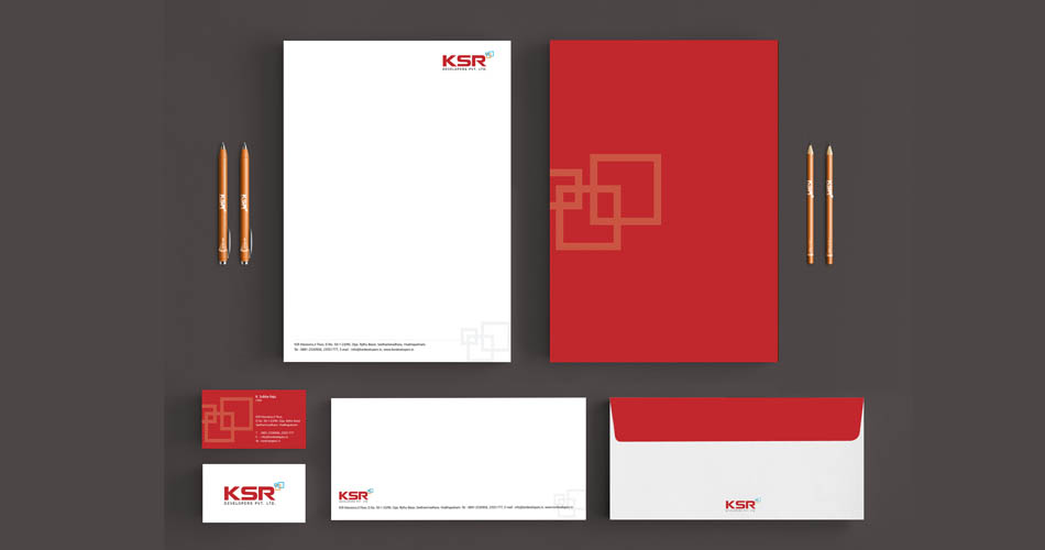 real estate logo and stationery design vizag - KSR developers - www.idealdesigns.in