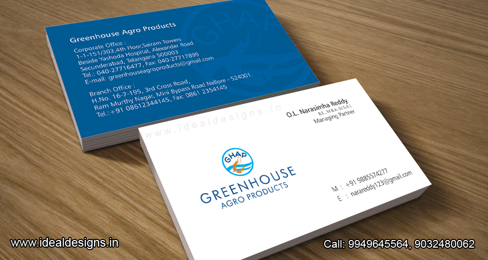 agro products company logo & stationery design india, the best business cards deign from india -Green House