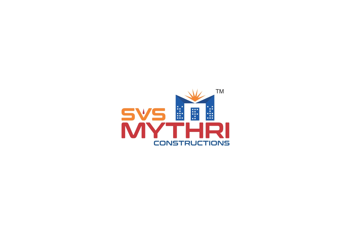 top construction company logo designer, svs mythri real estate logo design hyderabad, best construction company branding tirupati