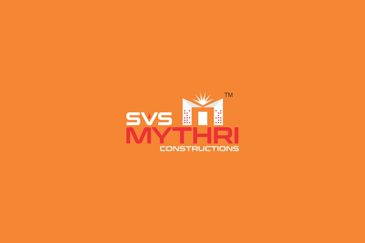 top construction company logo designer, svs mythri real estate logo design hyderabad, best construction company branding tirupati
