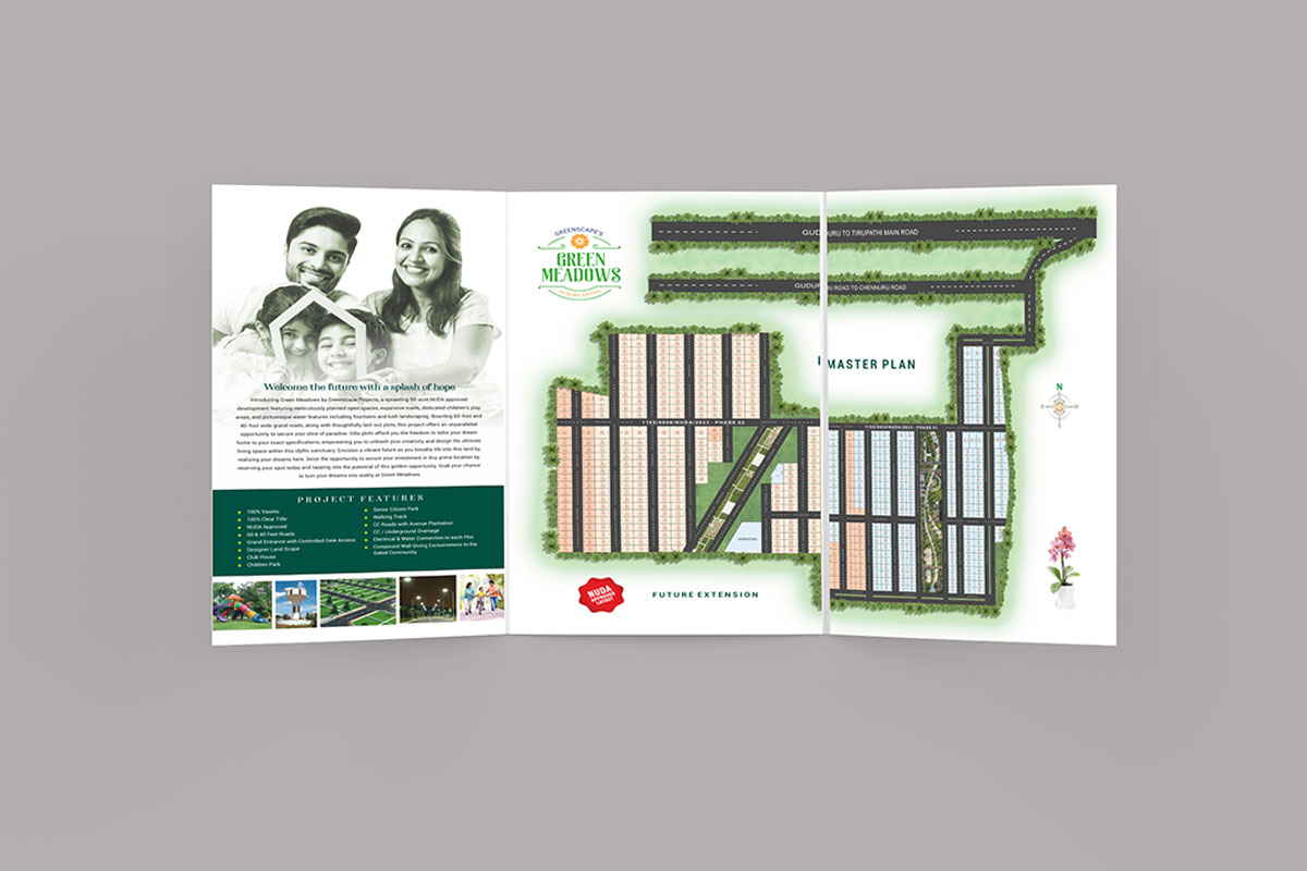 Open Plot Brochure Design Hyderabad, Premium Real Estate Brochure Printing Tirupati, Real Estate Flyer & Brochure Design India, luxury villa brochure