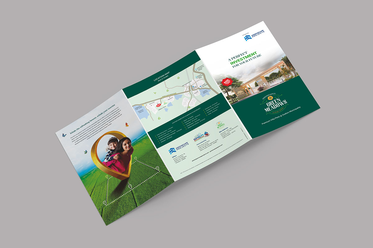 Open Plot Brochure Design Hyderabad, Premium villa plots Brochure Printing Tirupati, Real Estate Flyer & Brochure Design India