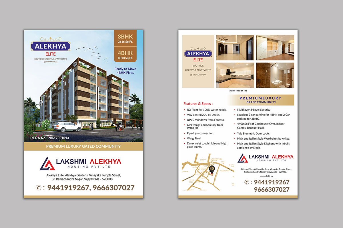 premium luxury brochure design hyderabad, open plots leaflet design, prinitng india