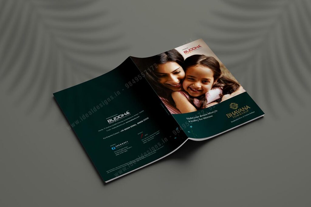 infra company brochure design hyderabad, builders and developers corporate brochure design, professional stationery design